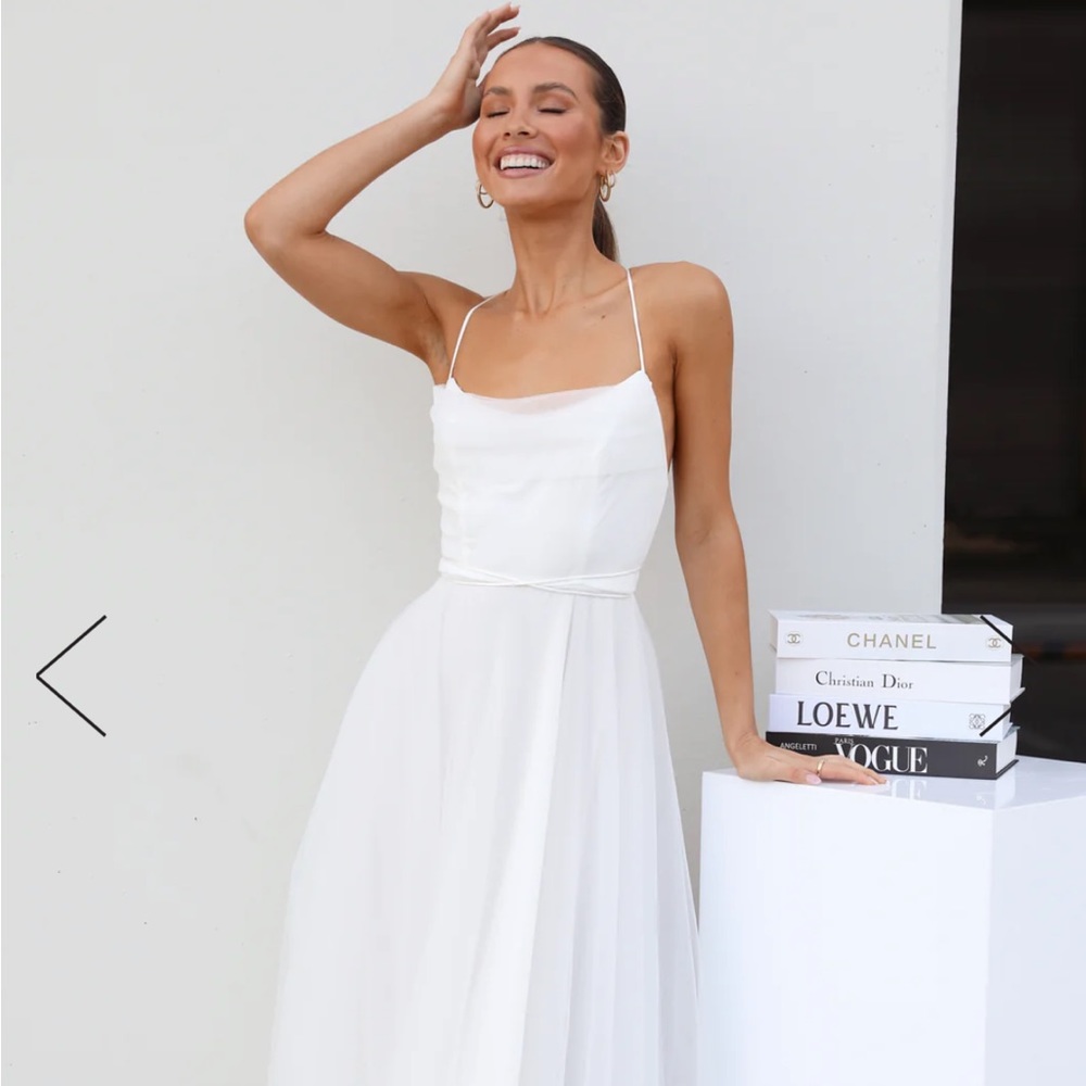 Hello Molly Signal My Way Tulle Midi Dress White